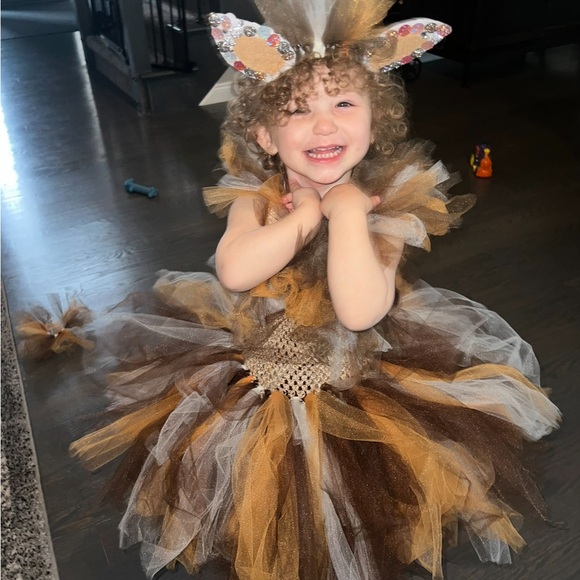 Elegant Brown and Gold Tulle Dress Elegant Brown and Gold Tulle Dress